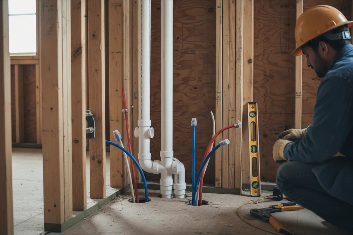 Drain and supply rough-in during Drain Cleaning in Stigler